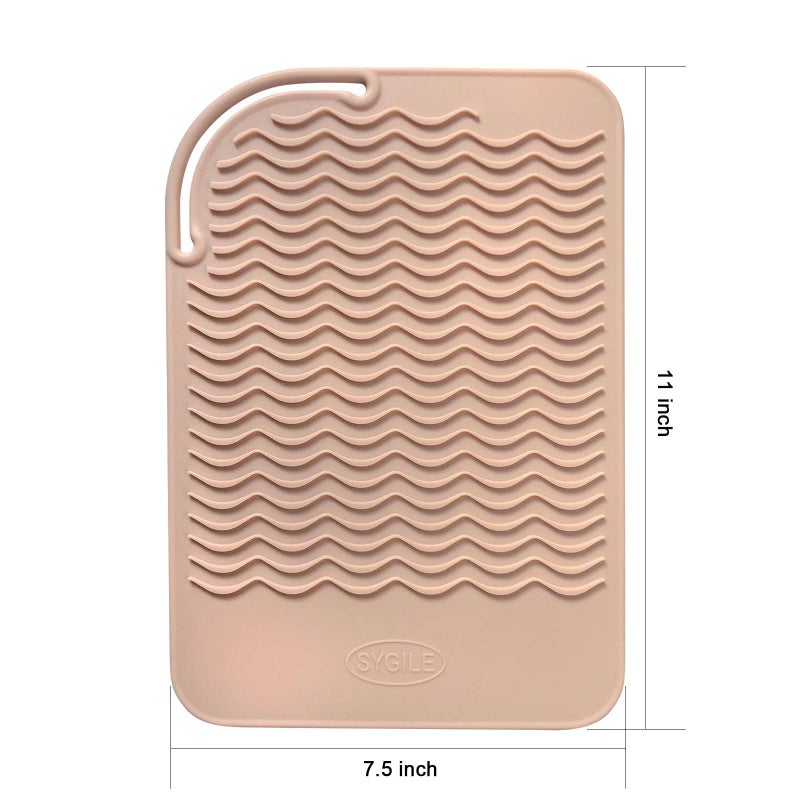 Sygile 11"" X 7.5"" Larger Size Heat Resistant Silicone Travel Mat, Anti-Heat Pad For Hair Straighteners, Curling Irons, Flat Irons And Other Hot Styling Tools - Blush Pink - Image 4